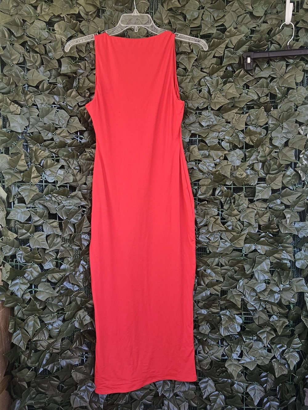 Naked Wardrobe Women's Red V-Neck Tank Maxi Bodycon Dress NWT - Picture 7 of 11